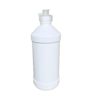 16oz White HDPE Plastic Modern Round Bottle w/Cap-SALE