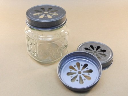 8 oz Square Mason Jars w/Daisy Cut PEWTER Lids - CASE of 12